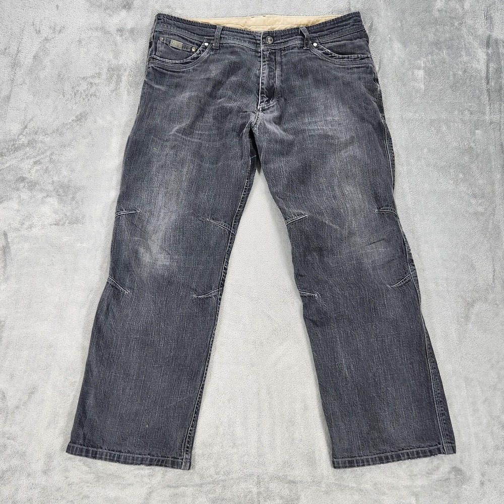 Kuhl Riot Jeans Mens 38x30 Gray Relaxed Straight Stretch Dark Wash Denim Pants